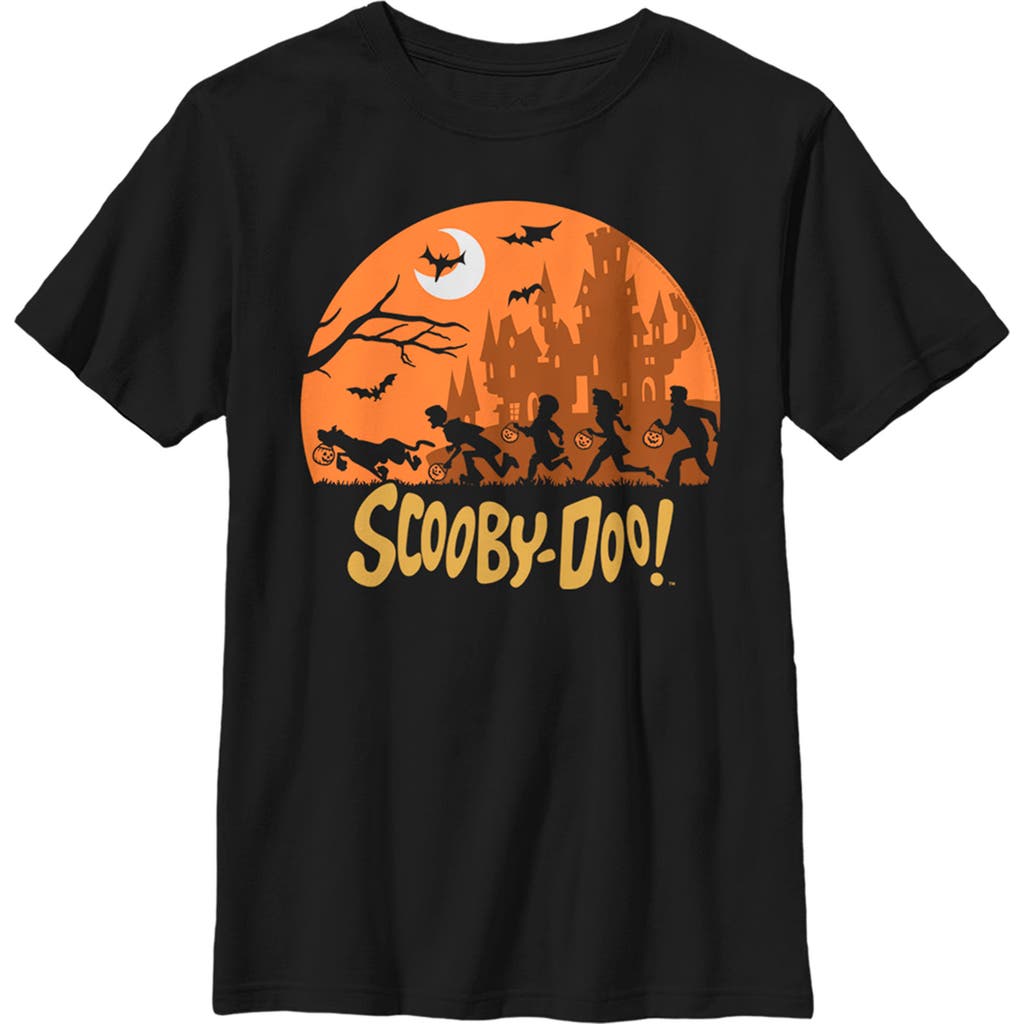 Scooby Doo Boy's Moon Silhouette Chase Graphic T-shirt In Black