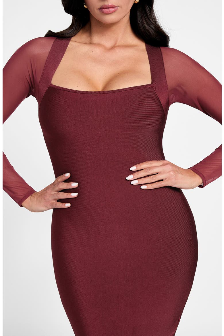 Kassandra Long Sleeve Bandage Dress, Alternate, color, BURGUNDY