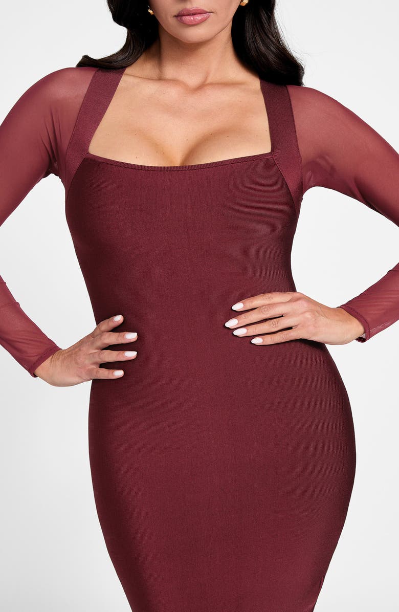 Marciano Kassandra Long Sleeve Bandage Dress, Alternate, color, Burgundy