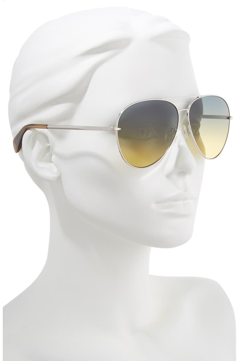 63mm Oversize Aviator Sunglasses, Alternate, color, SILVER