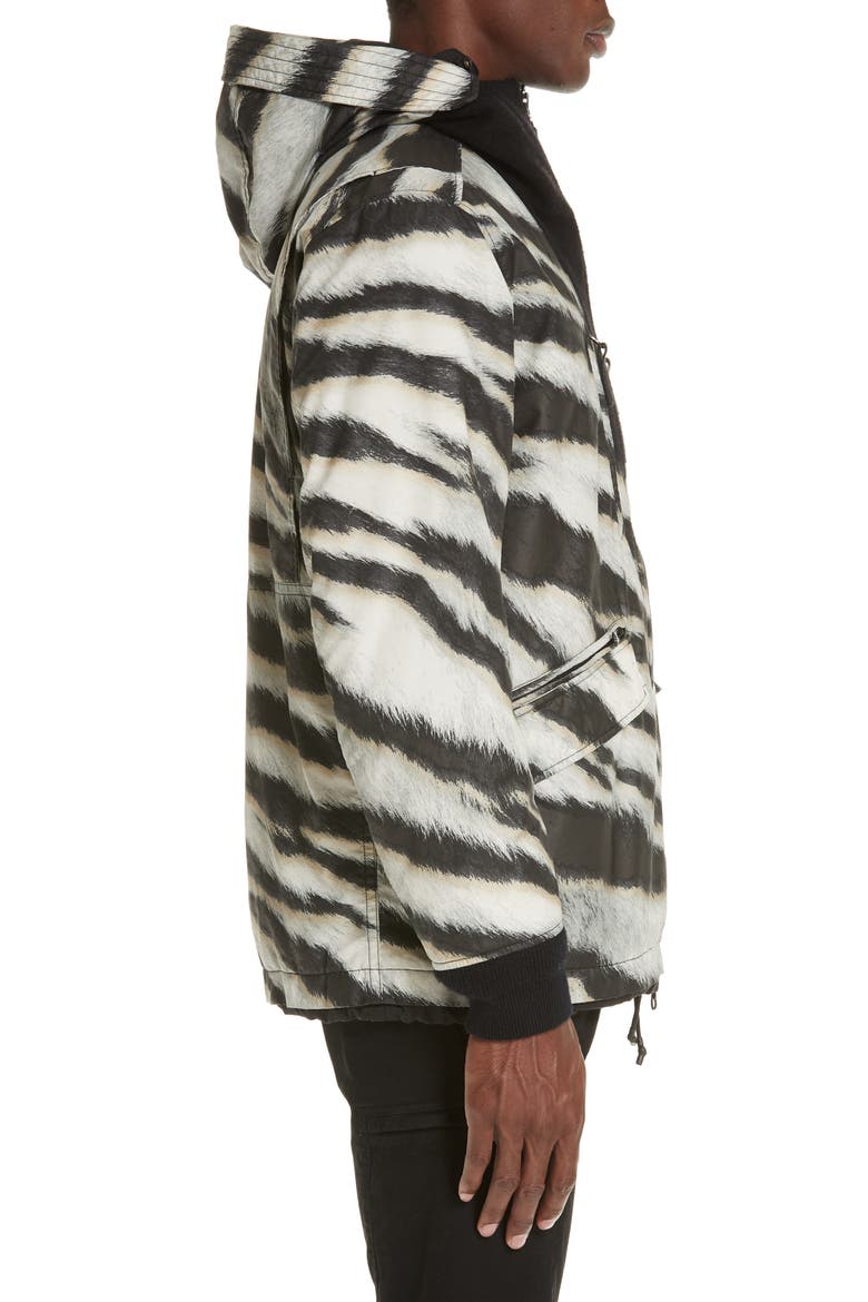 Zebra Print Hooded Jacket, Alternate, color, BEIGE