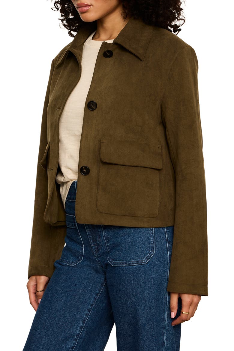 Avid Faux Suede Jacket, Alternate, color, LIGHT KALAMATA GREEN