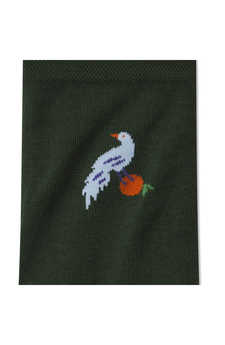 Bombas Bird with Orange Dress Socks, Alternate, color, Dark Elm