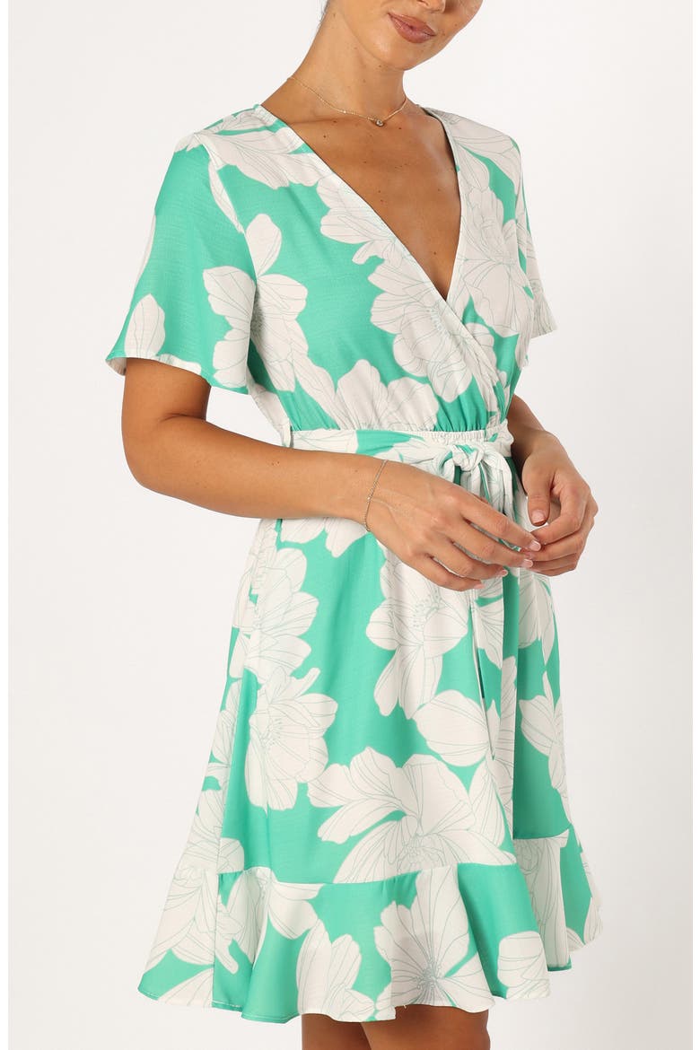 Rylan Tie Waist Minidress, Alternate, color, GREEN FLORAL