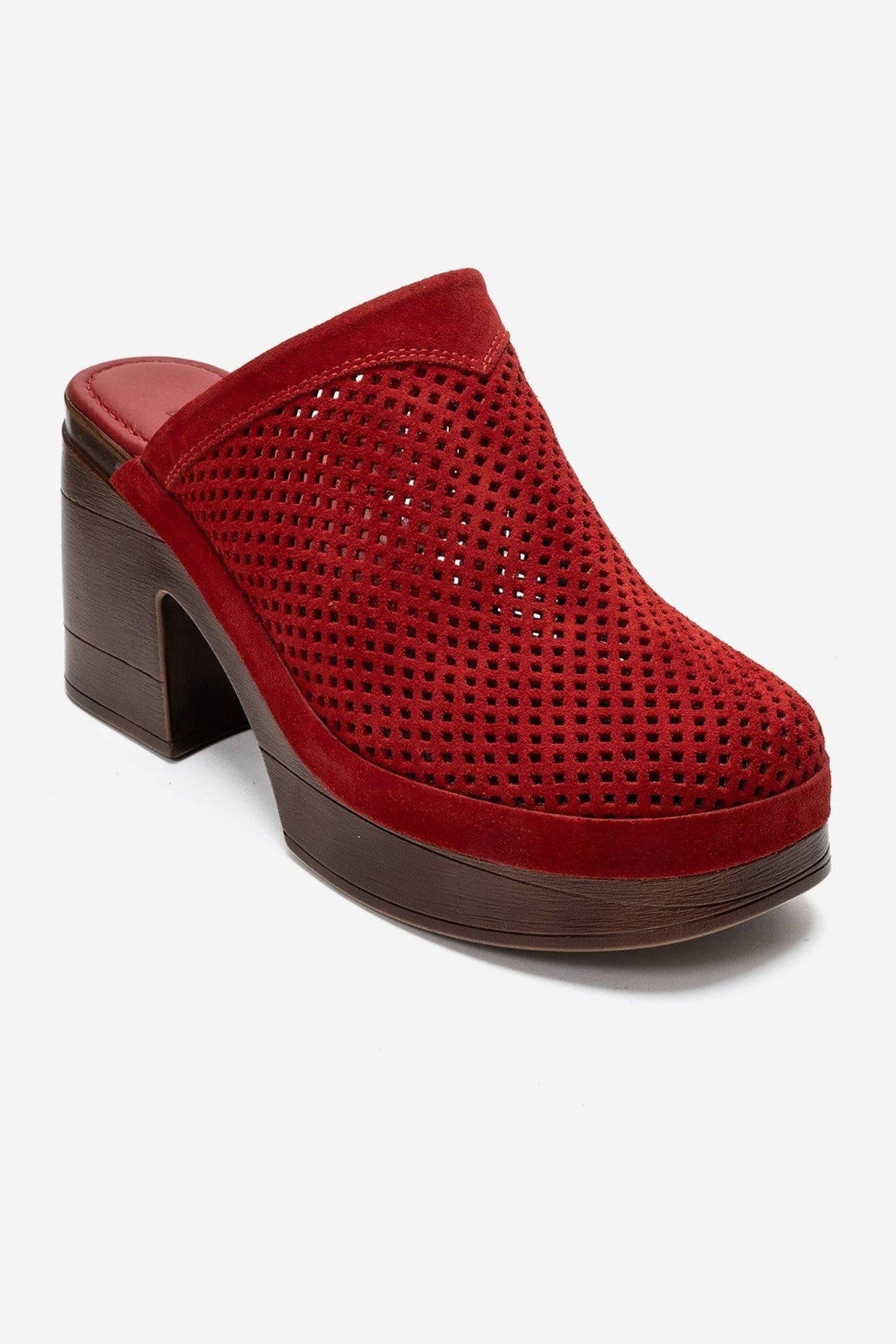 Dejas Leather Platform Block Heel Sandal, Alternate, color, Red Suede