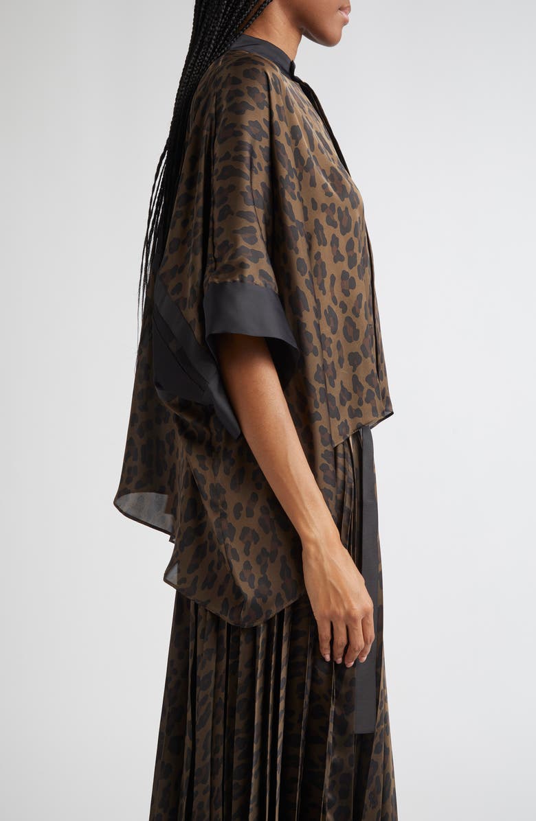 Sacai Leopard Print Mixed Media Top, Alternate, color, 