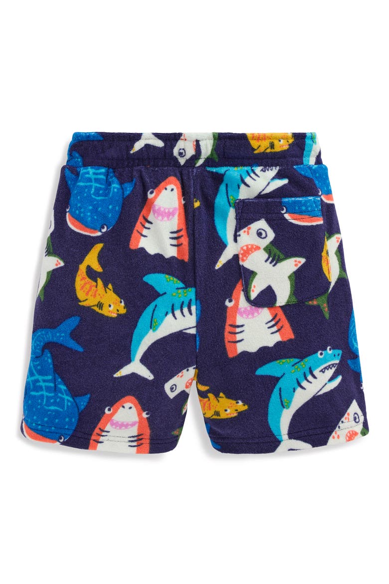 Kids' Shark Terry Cloth Drawstring Shorts, Alternate, color, NAVY SHARKS