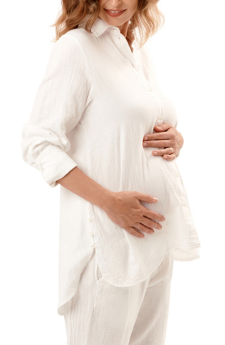Nom Maternity The Everyday Gauze Maternity Button-Up Shirt, Alternate, color, 