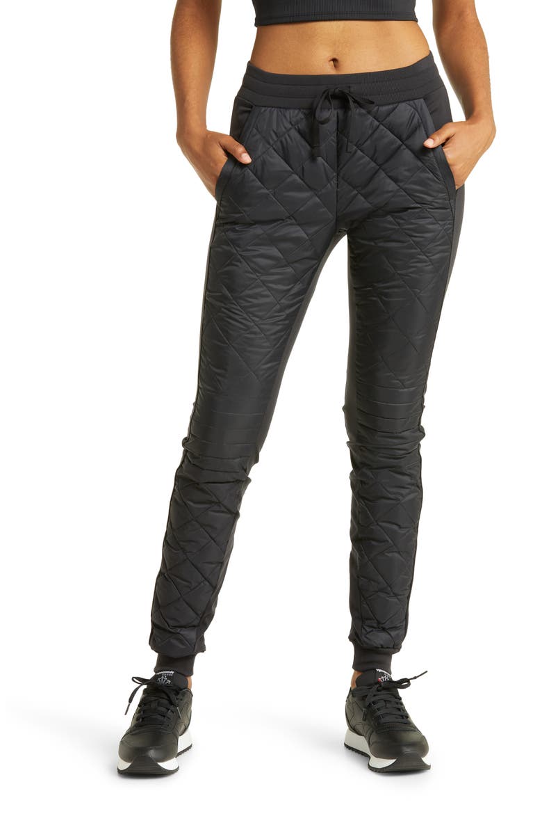 Warming Airbrush High-Waist Puffer Pants, Main, color, BLACK