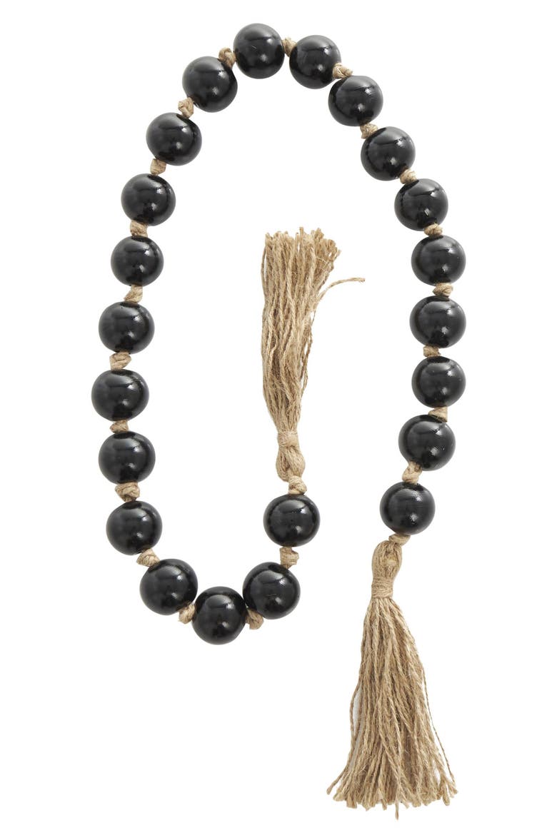Black Glass & Tassel Garland, Alternate, color, BLACK
