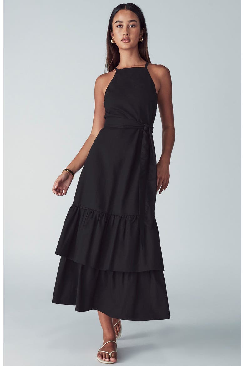 Lou Tiered Dress, Main, color, Black