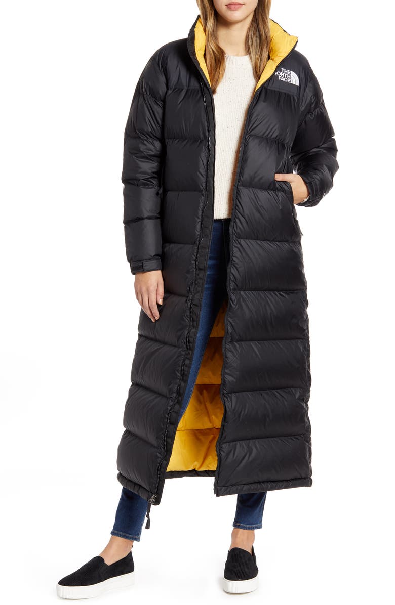The North Face Nuptse Long Water Repellent Down Coat, Main, color,