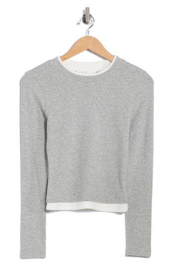 Lush Long Sleeve Layering Top In Gray