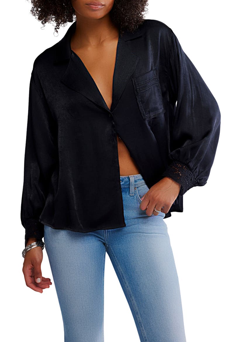 Midnight Muse Pajama Shirt, Main, color, BLACK
