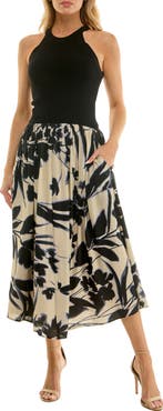 Socialite Floral Print Fit & Flare Tank Dress