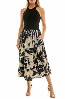 Floral Print Fit & Flare Tank Dress