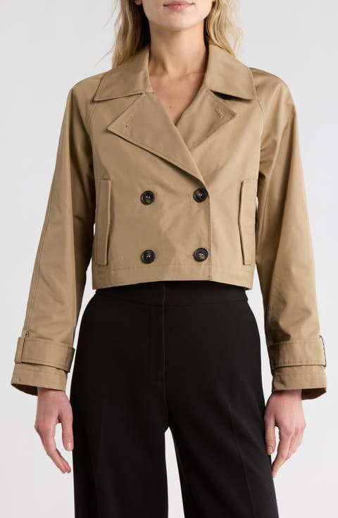 Double Breasted Crop Trench Coat