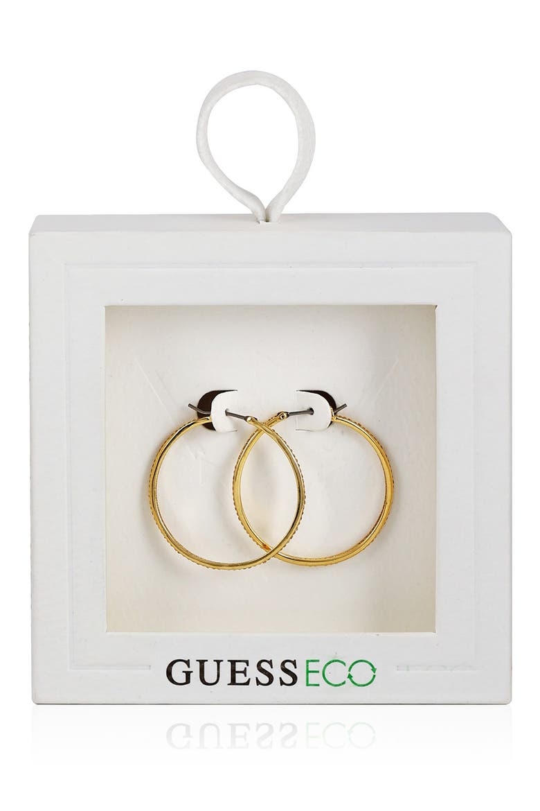 Cubic Zirconia Hoop Earrings, Main, color, GOLDTONE