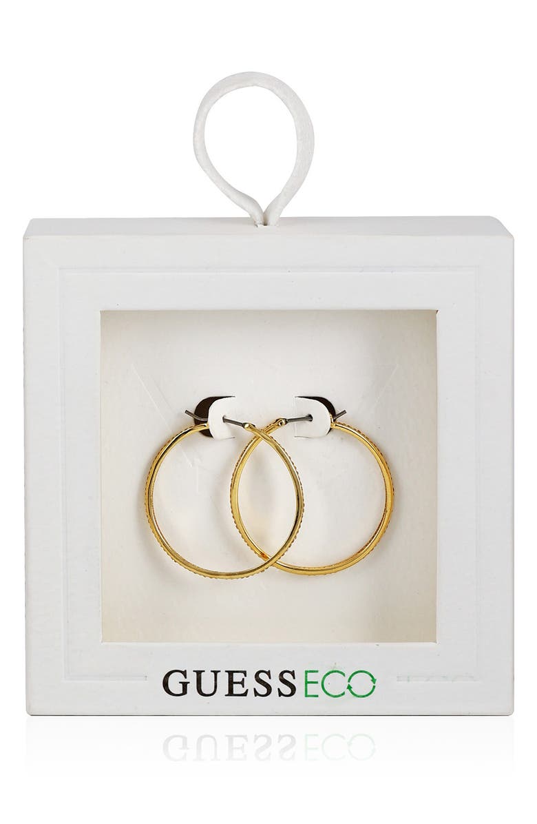 GUESS Cubic Zirconia Hoop Earrings, Alternate, color, Goldtone