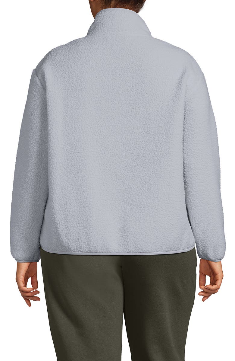 Lands' End Half Zip Cozy High Pile Fleece Pullover, Alternate, color, Pale Gray