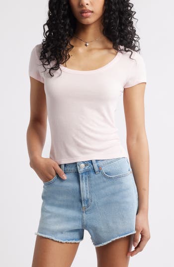 Bp. Rib Scoop Neck T-shirt In Neutral