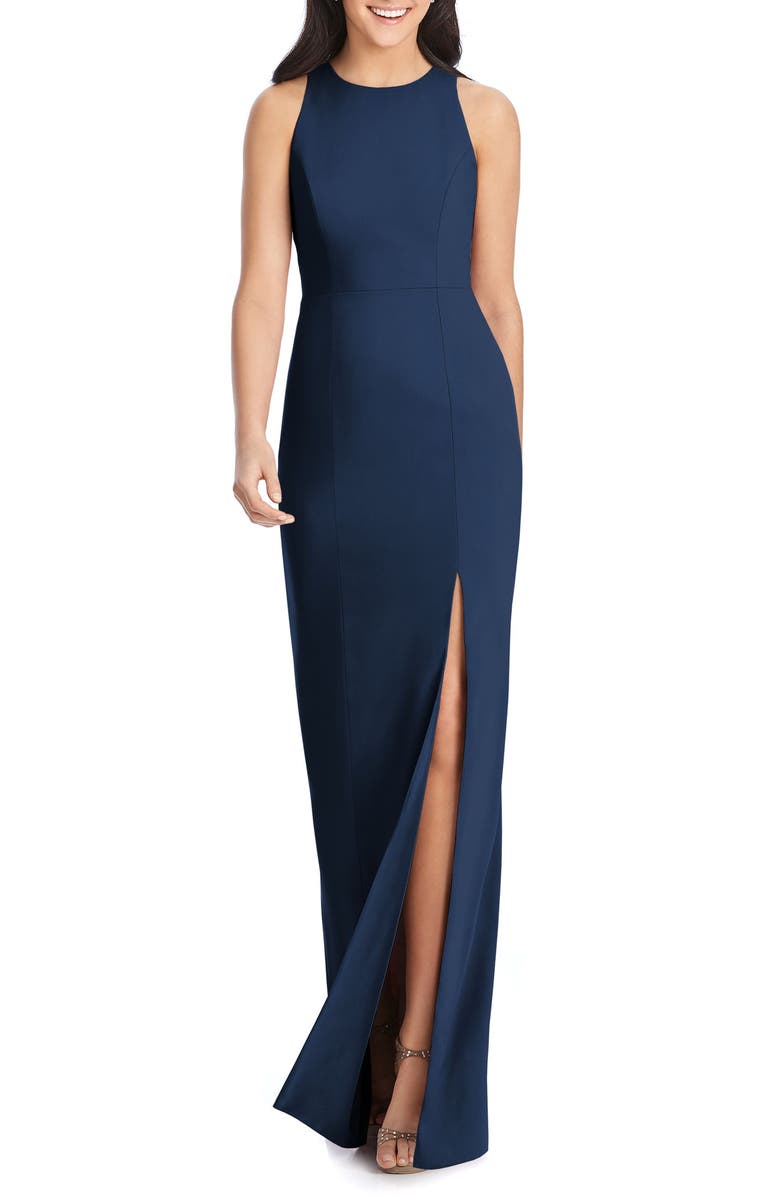 Dessy Collection Crepe Column Gown, Main, color,