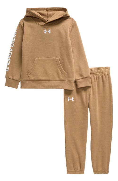 Under Armour Kids' Rival Graphic Hoodie & Solid Sweatpants Set in Camel 