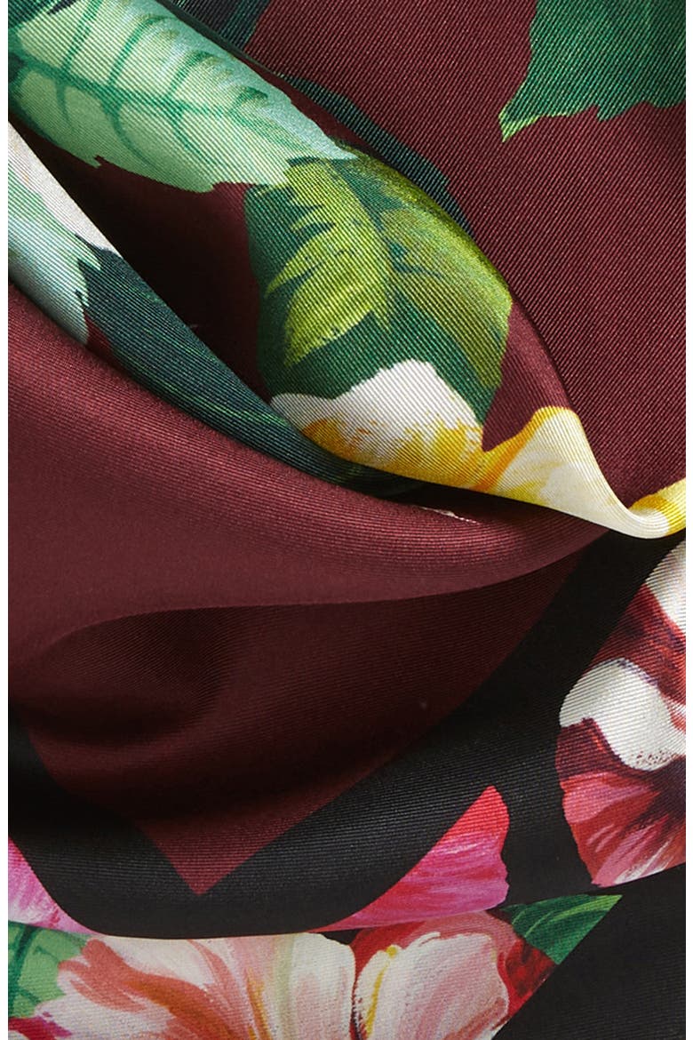 Floral Silk Scarf, Alternate, color, DARK RED PORT