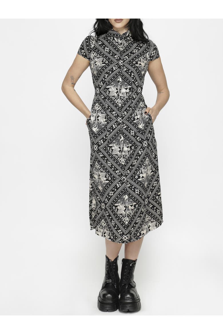 Hexweave Fitted Midi Shirt Dress, Main, color, Black