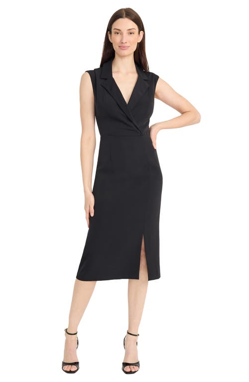Maggy London Notch Collar Midi Dress In Black