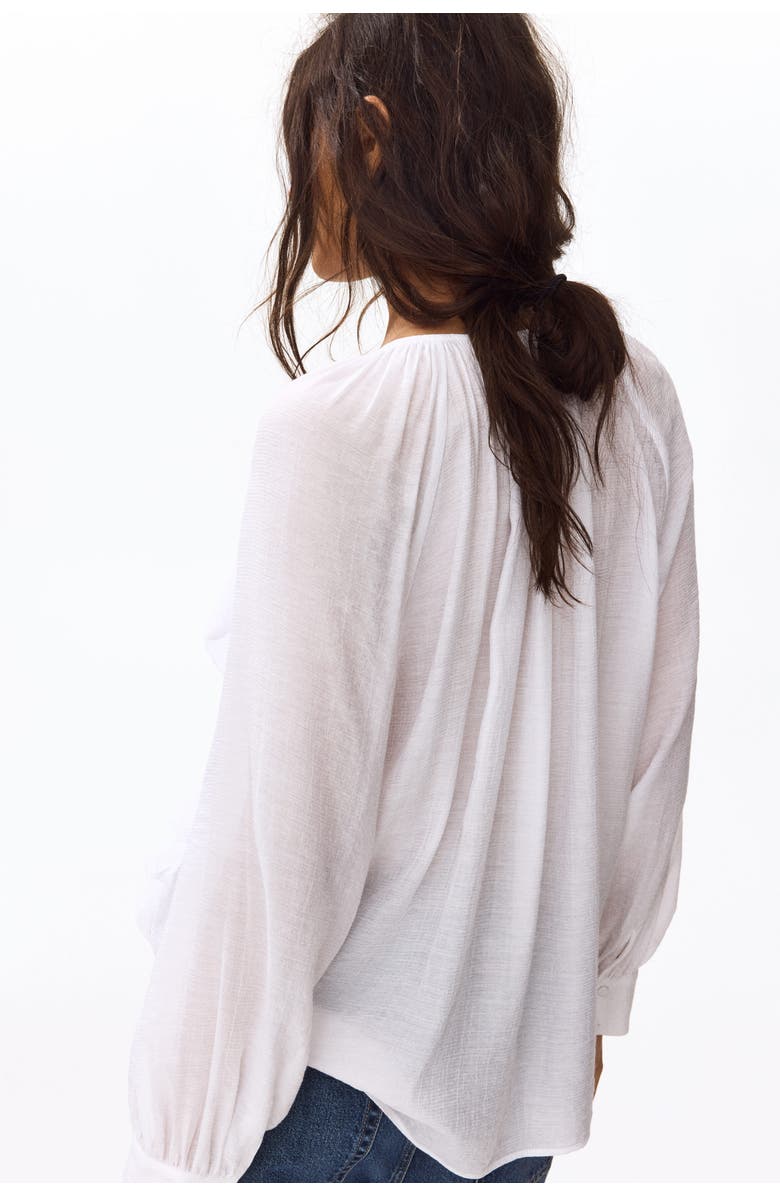 H&M Flounce-trimmed Blouse, Alternate, color, White