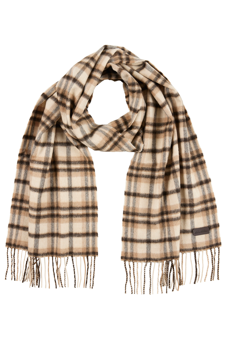 Brooks Brothers Camel Hair Grid Plaid Scarf, Main, color, Vicuna