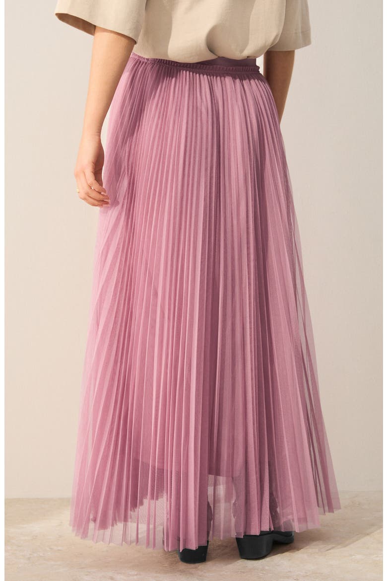 Pleated Mesh Skirt, Alternate, color, PINK