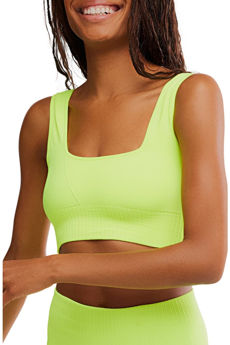 FP Movement Karma Square Neck Sports Bra, Main, color, HIGHLIGHTER