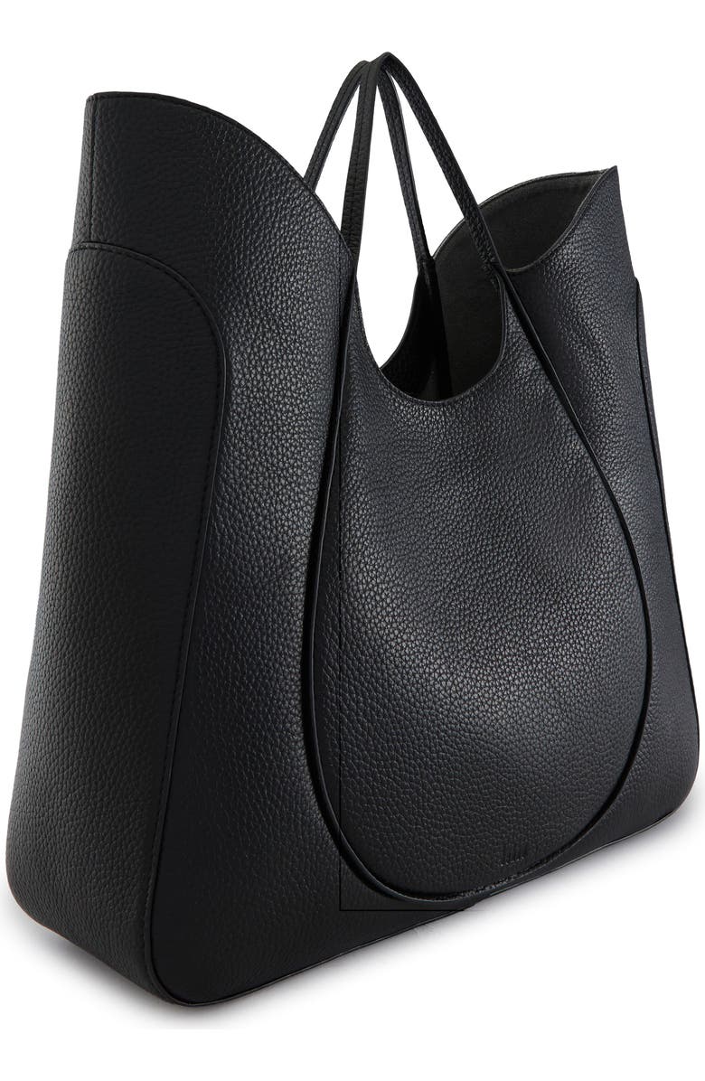 behno Katrina Wave Pebbled Leather Tote, Alternate, color, Black