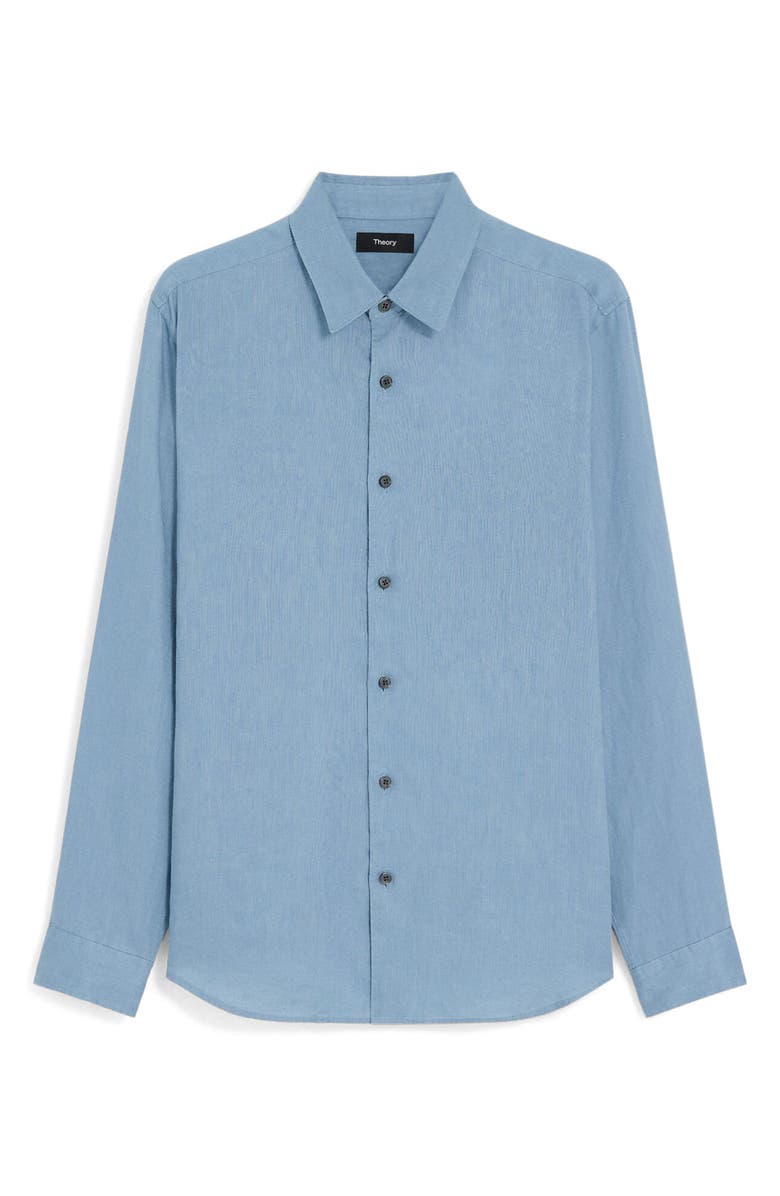 Theory Irving Solid Linen Button-Up Shirt, Alternate, color, Rainstorm