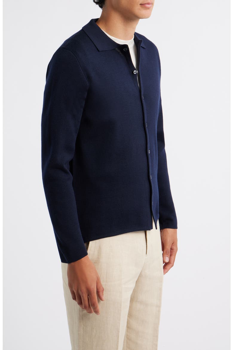 Slim Fit Cashwool® Knit Button-Up Shirt, Alternate, color, NAVY