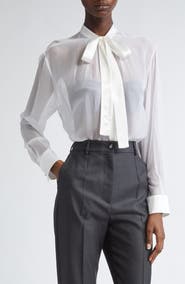 Dolce&Gabbana Sheer Silk Chiffon Tie Neck Shirt