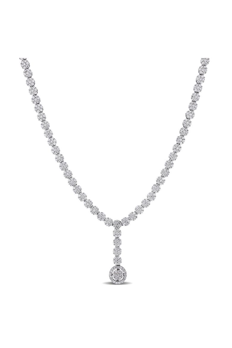 Cubic Zirconia Lariat Tennis Necklace, Main, color, Sterling Silver