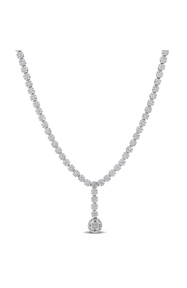 Julianna B. Cubic Zirconia Lariat Tennis Necklace, Main, color, Sterling Silver
