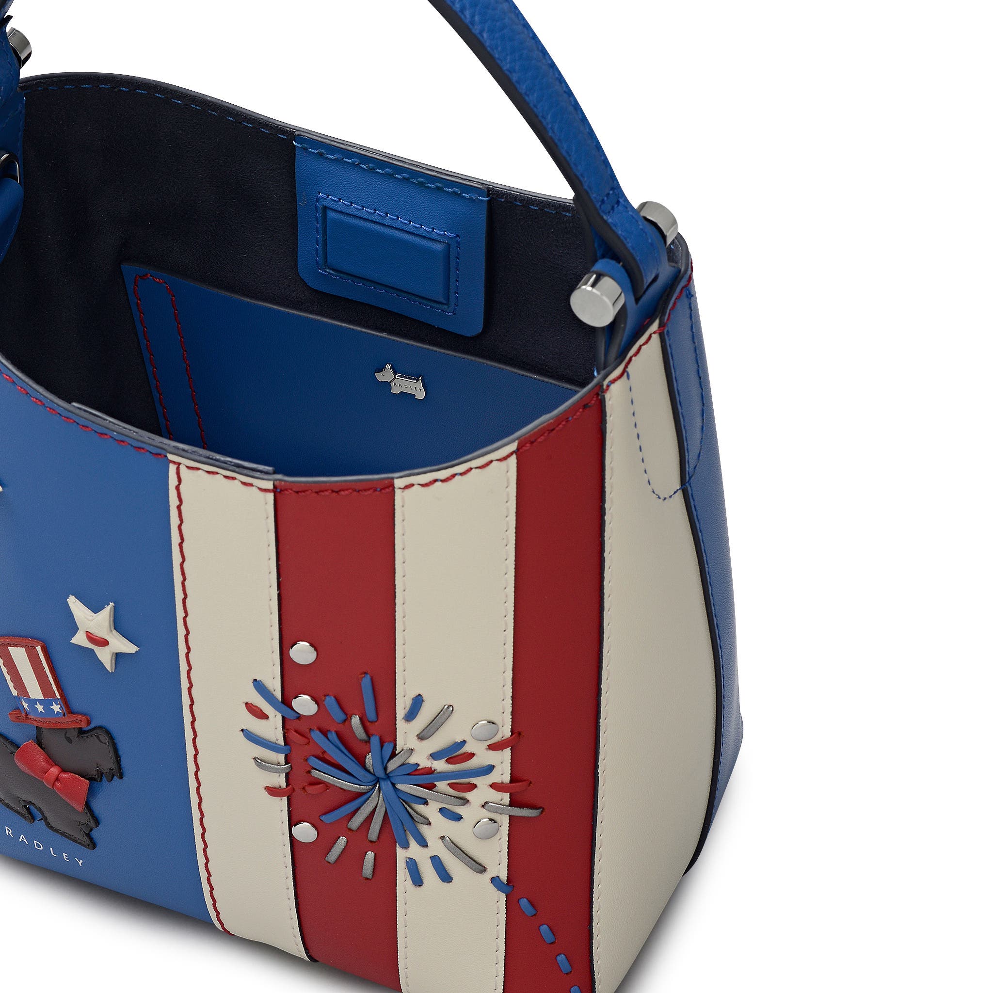 Radley Fireworks And Stripes Small Open Top Crossbody Bag, Alternate, color, Cobalt