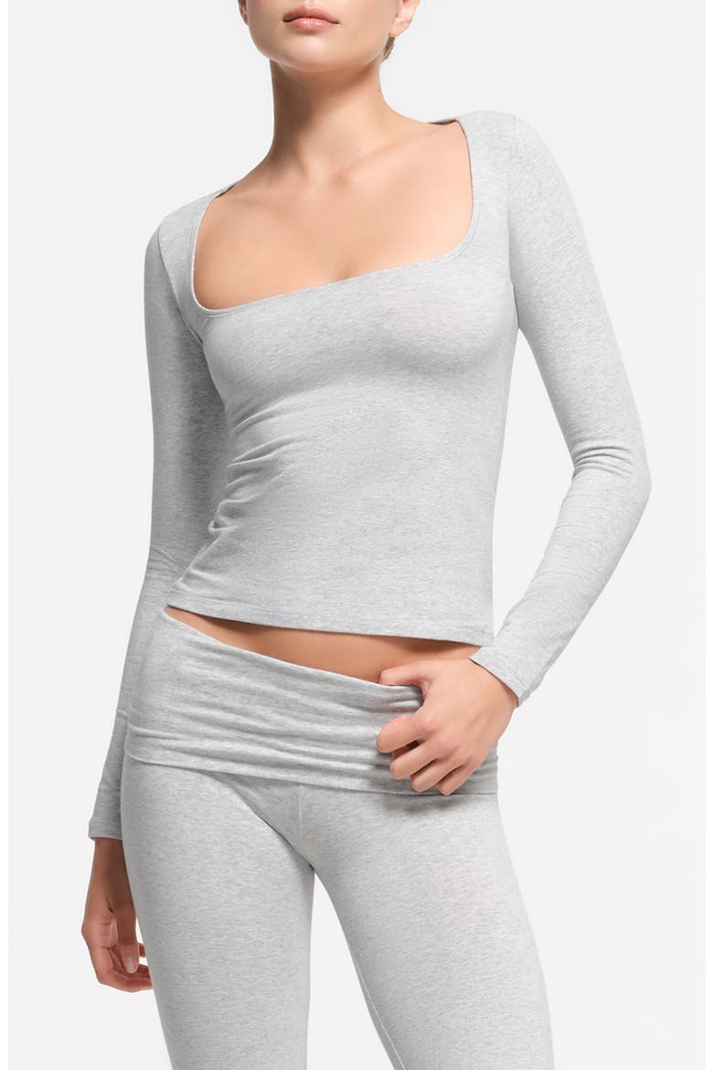 Scoop Neck Cotton Blend Jersey T-Shirt, Main, color, LIGHT HEATHER GREY