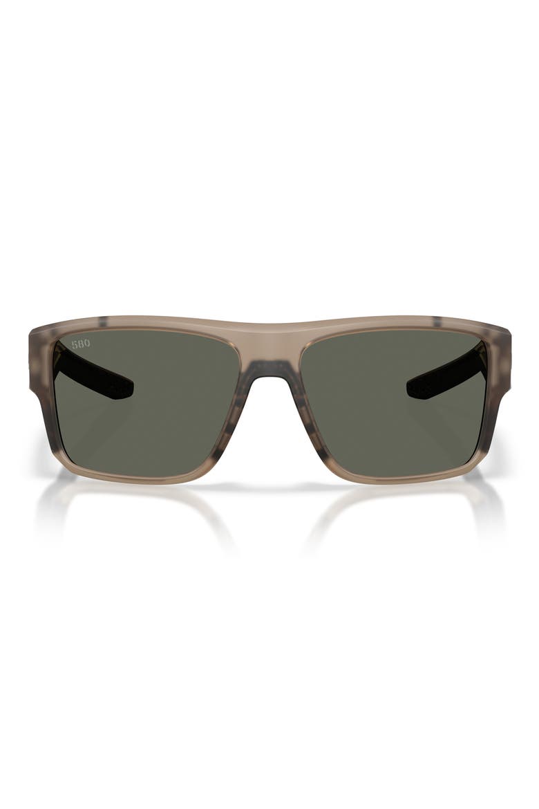 Taxman 59mm Polarized Rectangular Sunglasses, Main, color, MATTE BROWN SMOKE / GRAY 580G