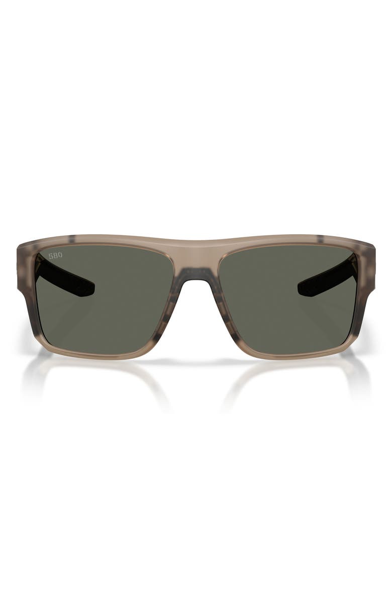 Costa Del Mar Taxman 59mm Polarized Rectangular Sunglasses, Main, color, Matte Brown Smoke / Gray 580G
