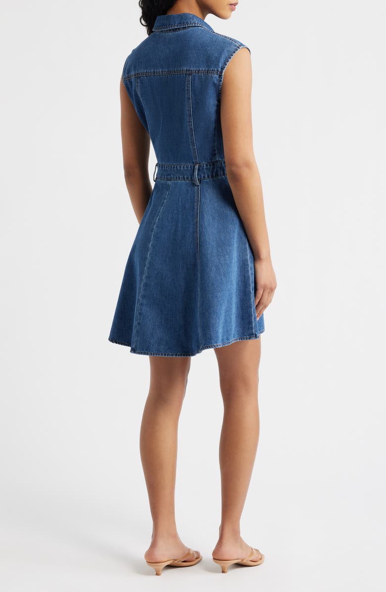 FREEMARKET Cotton Blend Denim Mini Shirtdress, Alternate, color, Medium Denim