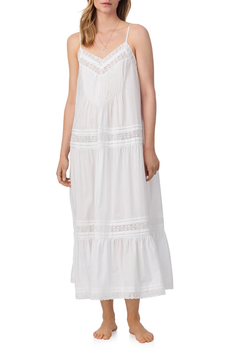 Eileen West Sleeveless Cotton Ballet Nightgown, Main, color, White