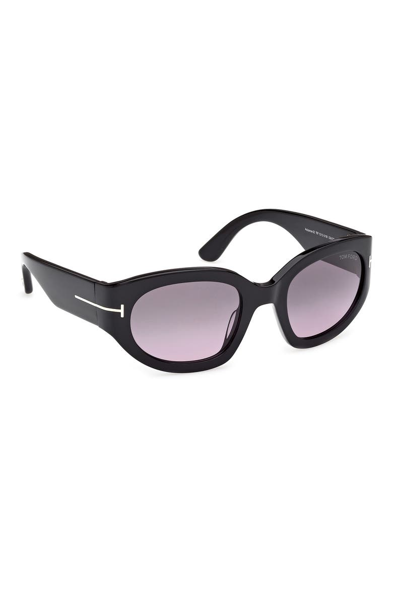 Arizona 53mm Gradient Rectangular Sunglasses, Alternate, color, BLACK / SMOKE TO PURPLE LENS