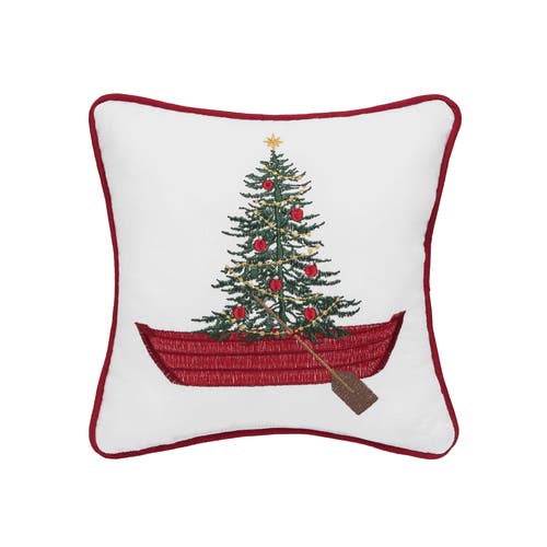 C&F Home "Deck The Hulls" Small Petite Mini Christmas Accent Pillow 10" x 10" in Red  product