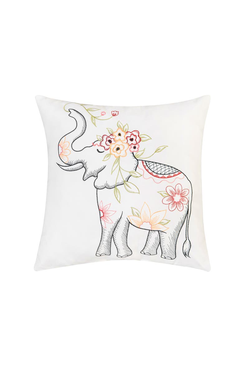 Tropical Elephant Indoor/Outdoor Accent Throw Pillow 18" x 18", Main, color, Green