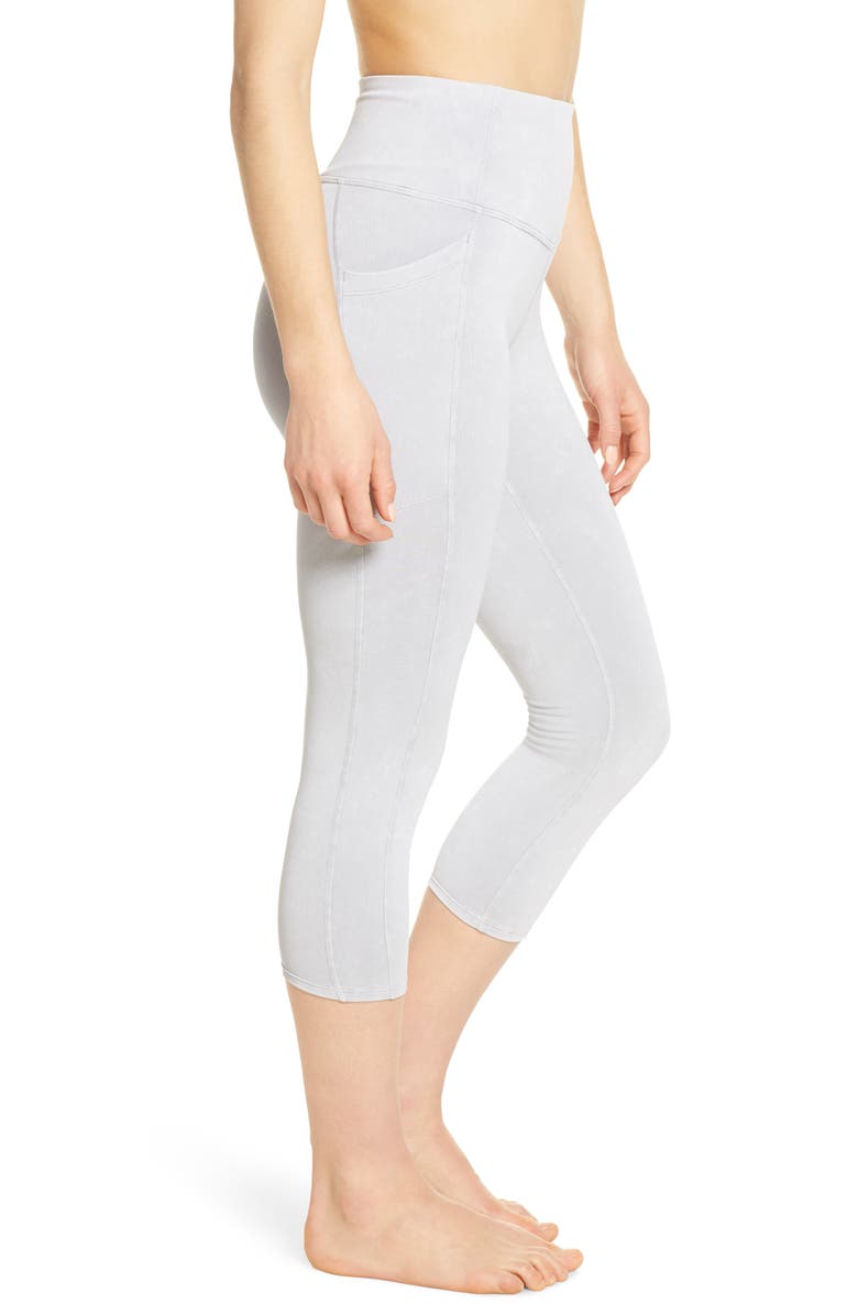Zella Live In High Waist Stone Wash Pocket Crop Leggings, Alternate, color, 